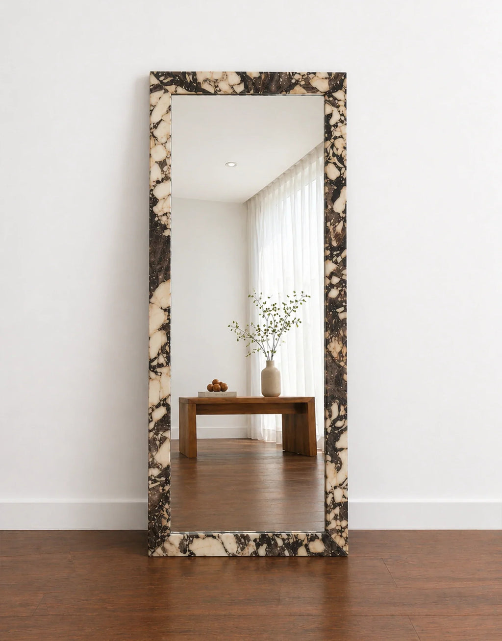 Altan Marble Inlay Floor Mirror
