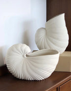 Calliope Hand-Carved Nautilus Shell Ceramic Vase