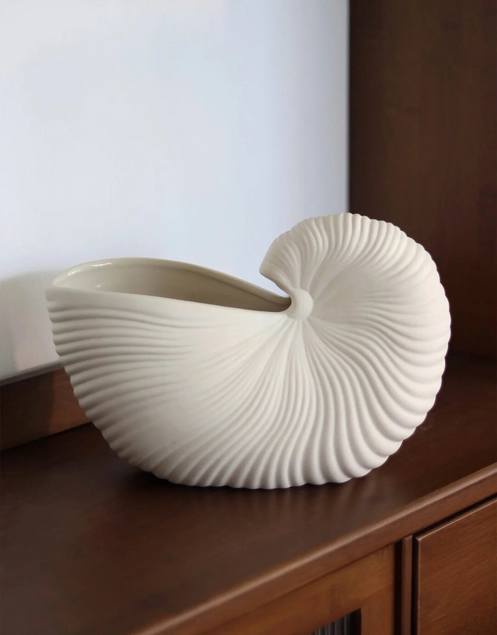Calliope Hand-Carved Nautilus Shell Ceramic Vase