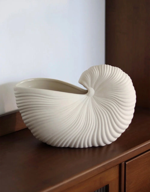 Calliope Hand-Carved Nautilus Shell Ceramic Vase
