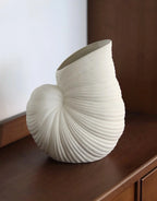 Calliope Hand-Carved Nautilus Shell Ceramic Vase