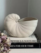 Calliope Hand-Carved Nautilus Shell Ceramic Vase