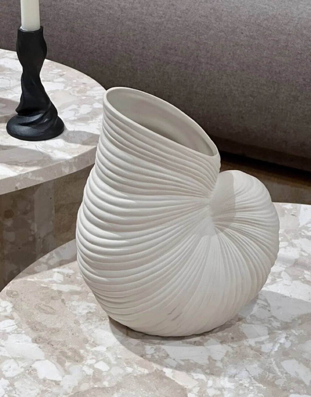 Calliope Hand-Carved Nautilus Shell Ceramic Vase
