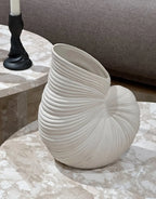 Calliope Hand-Carved Nautilus Shell Ceramic Vase