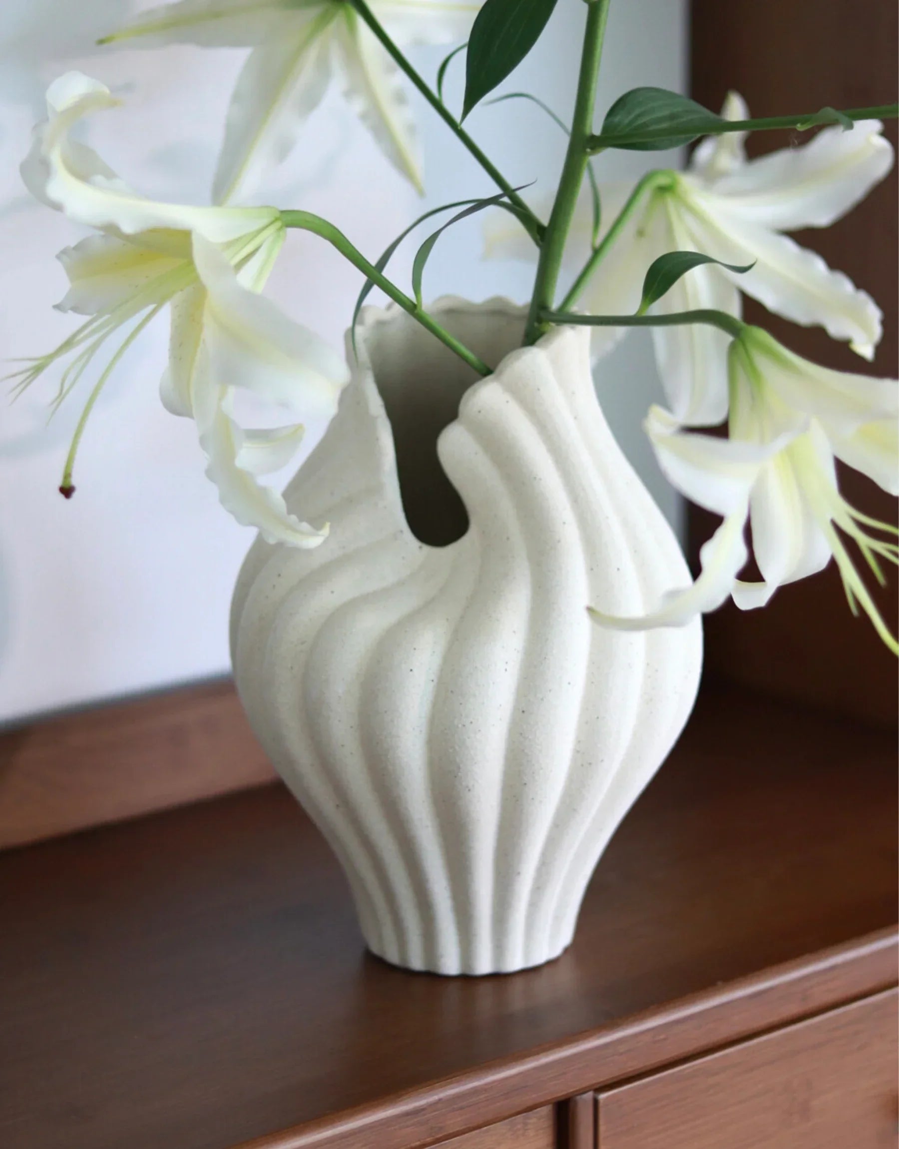 Edel Hand-Sculpted Ruffle Edge Decorative Vase