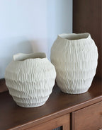 Lucas Hand-Carved Textured Ceramic Vase
