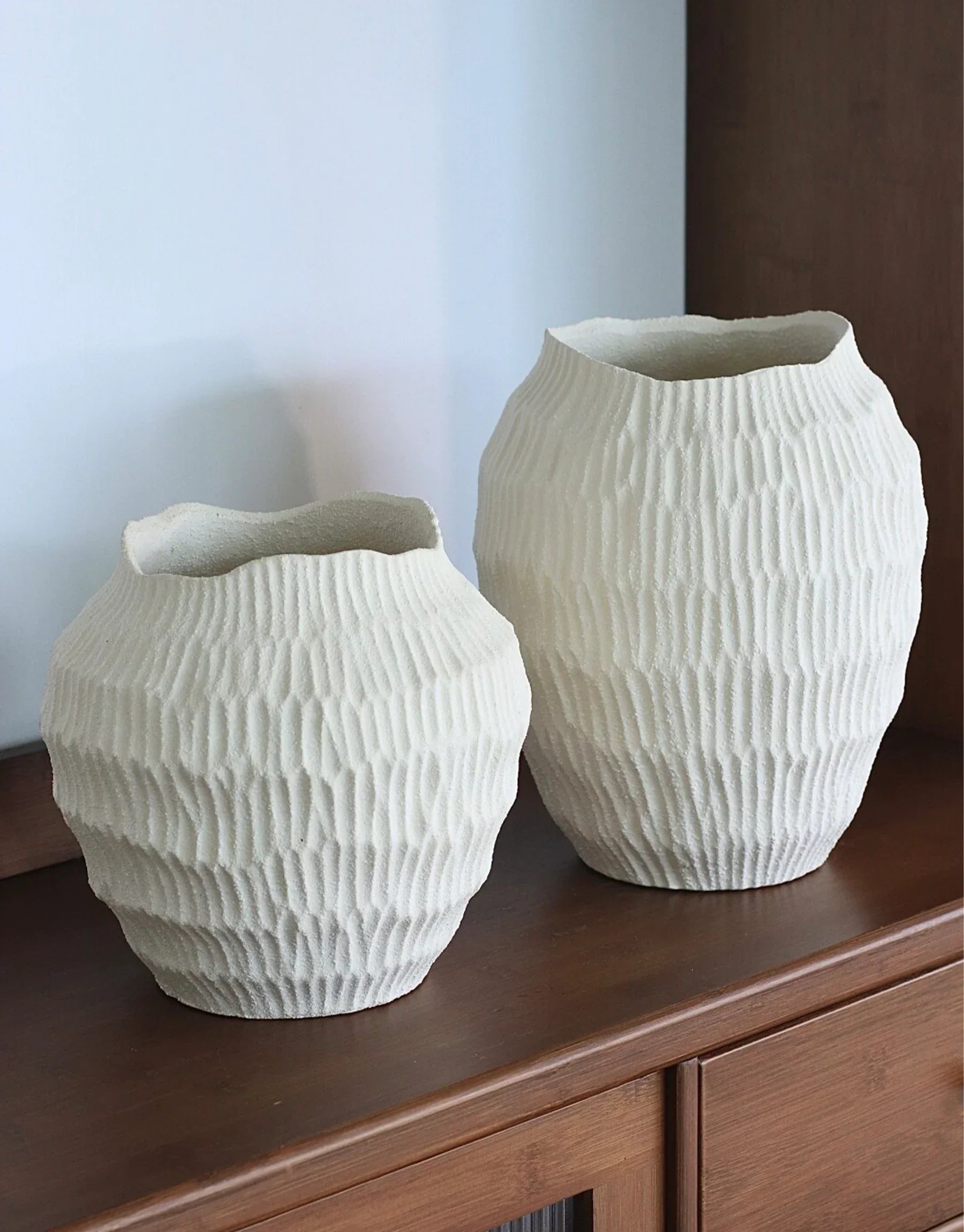 Lucas Hand-Carved Textured Ceramic Vase