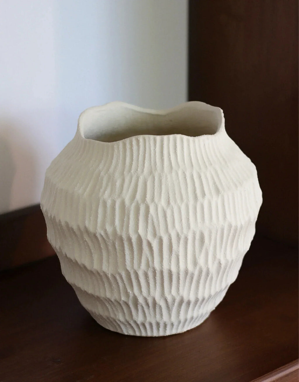 Lucas Hand-Carved Textured Ceramic Vase
