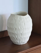 Lucas Hand-Carved Textured Ceramic Vase