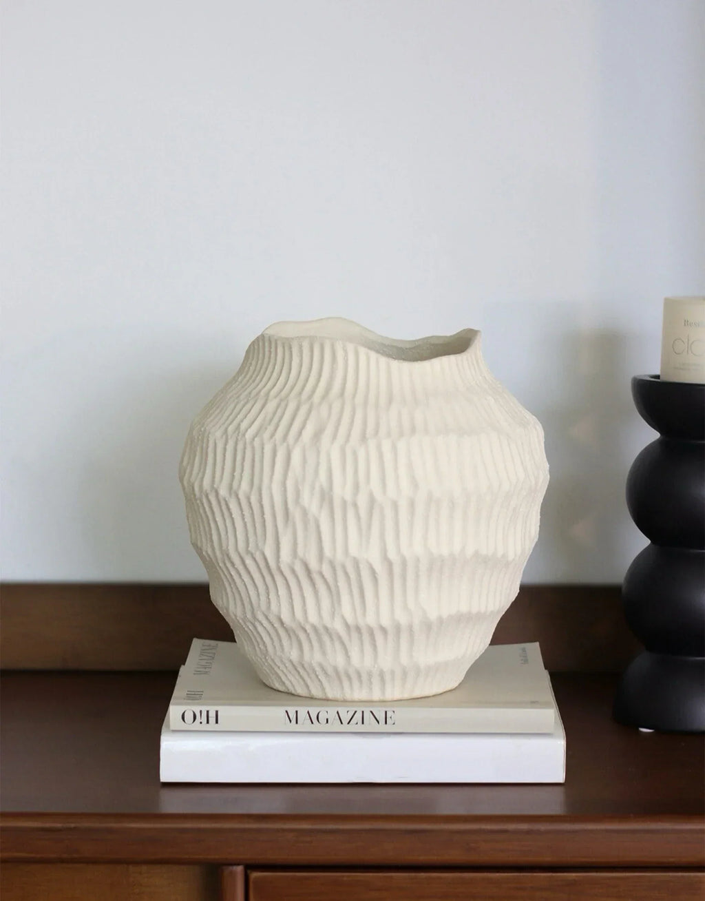 Lucas Hand-Carved Textured Ceramic Vase