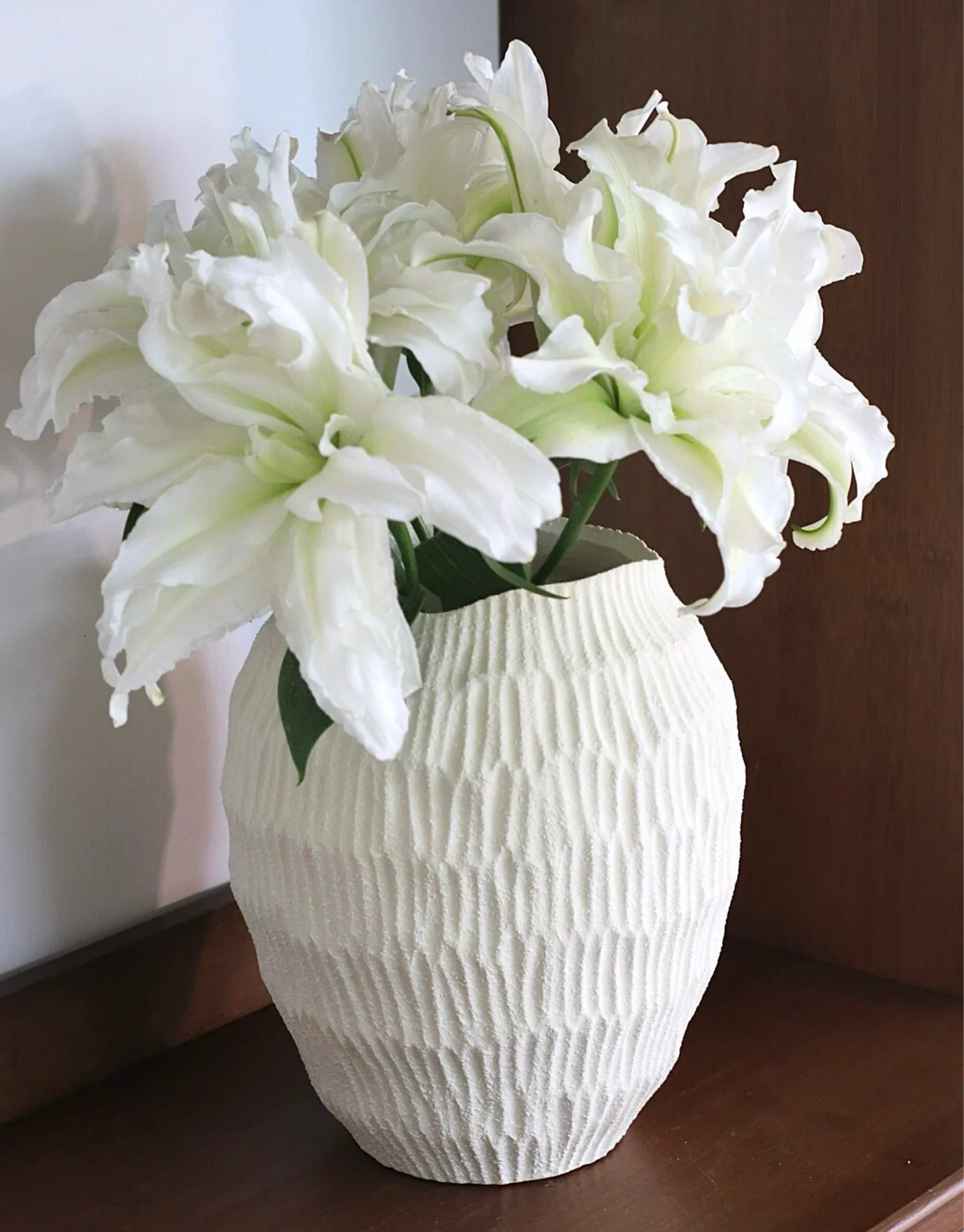 Lucas Hand-Carved Textured Ceramic Vase