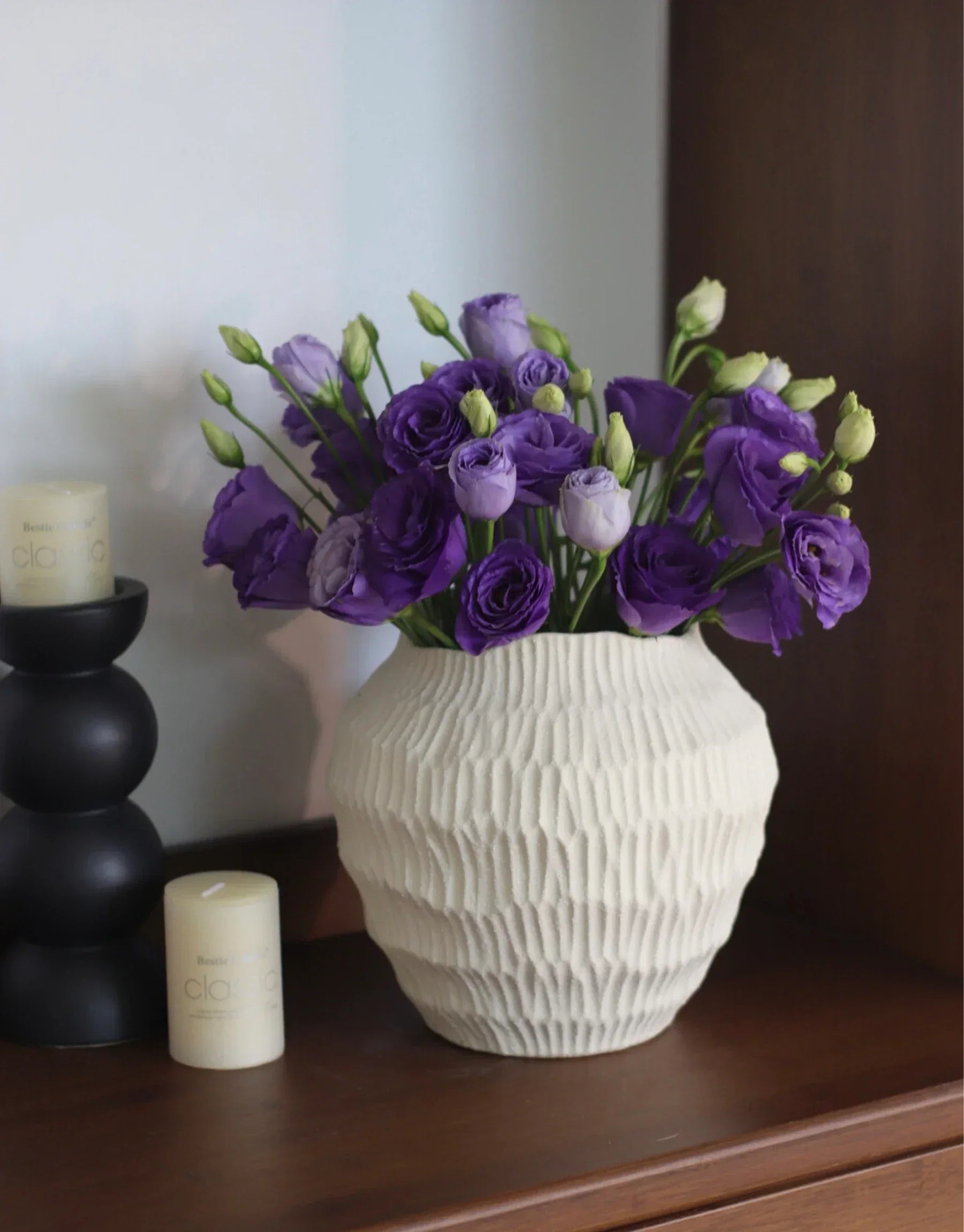 Lucas Hand-Carved Textured Ceramic Vase