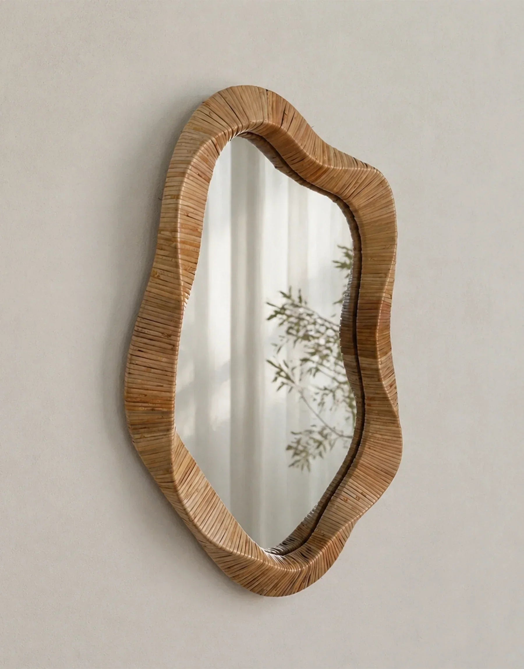 Lydia Handwoven Rattan Wall Mirror